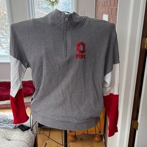 PINK Victoria's Secret Gray and Red Sweatshirt
